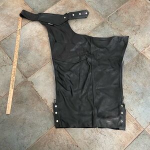Men's Black Leather Motorcycle Chaps